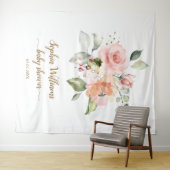 Tenture Fond de Baby Shower - Roses Rose Pâle (En situation (horizontale))