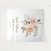 Tenture Fond de Baby Shower - Roses Rose Pâle (Devant (Horizontal))