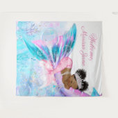 Tenture Fond de baby shower Sirène Afro Bannière de Sirène (Devant (Horizontal))