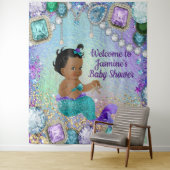 Tenture Fond de Baby Shower Sirène Bijou (En situation)