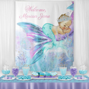 Tenture Fond de Baby Shower Sirène Blonde