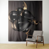Tenture Fond de ballons noirs et dorés (En situation)
