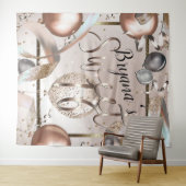 Tenture Fond de ballons pailletés rose gold pour Sweet 16 (En situation (horizontale))