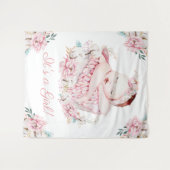 Tenture Fond de bannière de baby shower aquarelle fille (Devant (Horizontal))