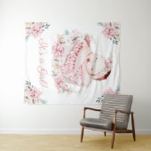 Tenture Fond de bannière de baby shower aquarelle fille (En situation (horizontale))