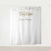 Tenture Fond de baptême à confettis en or simple (Devant)