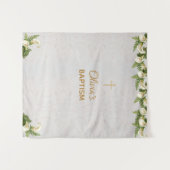 Tenture Fond de baptême croix dorée marbre callas (Devant (Horizontal))