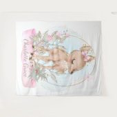 Tenture Fond de baptême de bébé cerf mignon fille (Devant (Horizontal))