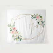 Tenture Fond de baptême floral rose gold (Devant (Horizontal))