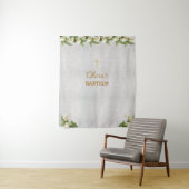 Tenture Fond de baptême Marbre Croix dorée Callas (En situation)