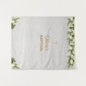 Tenture Fond de baptême Marbre Croix dorée Callas (Devant (Horizontal))