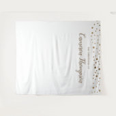 Tenture Fond de baptême personnalisé avec confettis dorés (Devant (Horizontal))