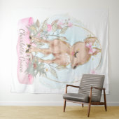 Tenture Fond de baptême pour bébé fille Cerf mignon (En situation (horizontale))