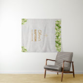 Tenture Fond de baptême pour fille | Croix de lys en marbr (En situation (horizontale))