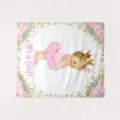 Tenture Fond de baptême Princesse en Or Rose (Devant (Horizontal))