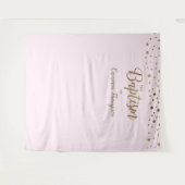 Tenture Fond de baptême simple confettis rose doré (Devant (Horizontal))