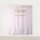 Tenture Fond de baptême simple confettis rose doré (Devant)