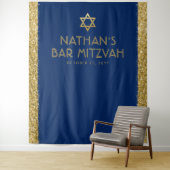 Tenture Fond de Bar Mitzvah bleu or (En situation)