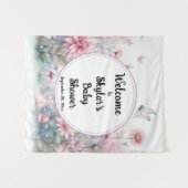 Tenture Fond de bienvenue pour Baby Shower Jardin de Fées (Devant (Horizontal))