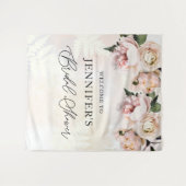 Tenture Fond de bienvenue pour mariage avec fleurs roses (Devant (Horizontal))