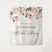 Tenture Fond de bienvenue pour mariage avec fleurs roses (Devant)