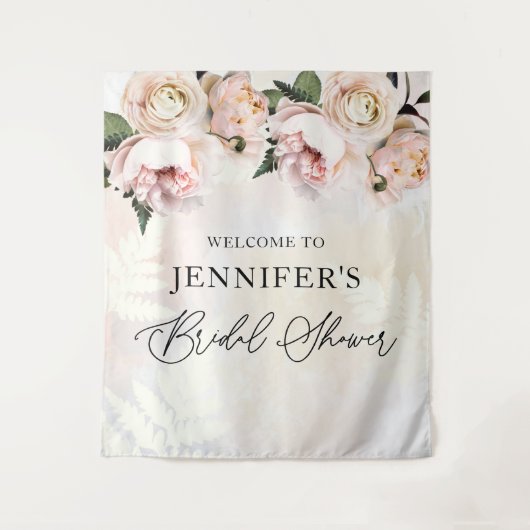 Tenture Fond de Bienvenue pour Mariage avec Fleurs Roses e (Devant)