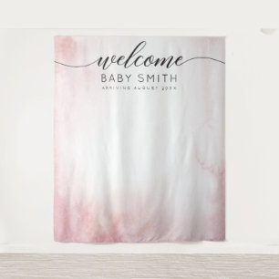 Tenture Fond de bienvenue rose pour la fête de naissance