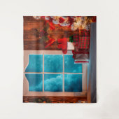 Tenture Fond de cabane d'arbre de Noël en hiver Xmas (Devant)