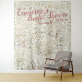 Tenture Fond de cabine de mariage à motif floral blanc élé (En situation)