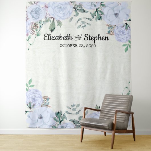 Tenture Fond de cabine photo de mariage aquarelle florale (En situation)