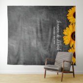 Tenture Fond de cabine photo de mariage au tournesol rusti (En situation (horizontale))