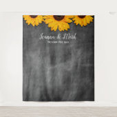 Tenture Fond de cabine photo de mariage au tournesol rusti (Devant)