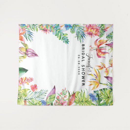 Tenture Fond de cabine photo de mariage chic tropical (Devant (Horizontal))