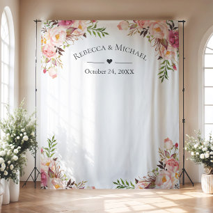 Tenture Fond de cabine photo de mariage floral rose carmin