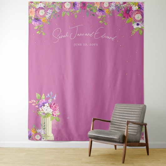 Tenture Fond de cabine photo de mariage floral rose mûre (En situation)