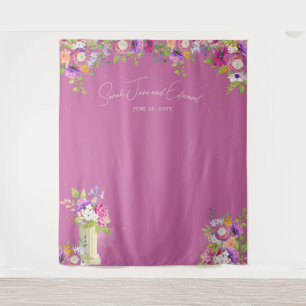 Tenture Fond de cabine photo de mariage floral rose mûre