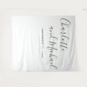 Tenture Fond de cabine photo de mariage Olive Green Script (Devant (Horizontal))
