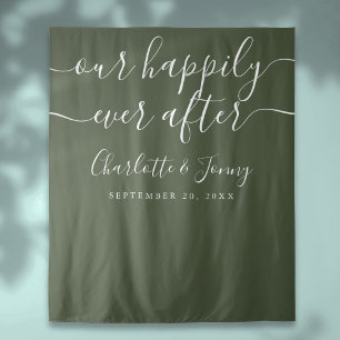 Tenture Fond de cabine photo de mariage vert olive