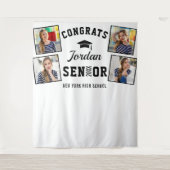 Tenture Fond de cabine photo de remise de diplômes noir et (Devant)