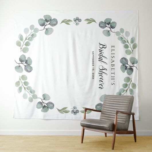 Tenture Fond de cabine photo de shower de mariée eucalyptu (En situation (horizontale))