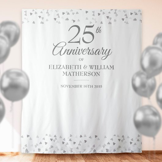 Tenture Fond de cabine photo Heart Silver pour 25e anniver