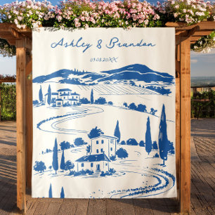 Tenture Fond de cabine photo pastoral bleu français, maria