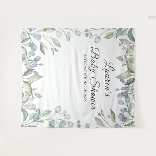 Tenture Fond de cabine photo pour Baby Shower avec fleurs (Devant (Horizontal))