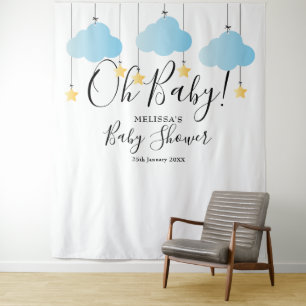 Tenture Fond de cabine photo pour Baby Shower Cute Blue Oh