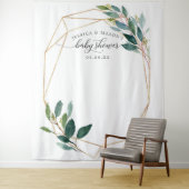 Tenture Fond de cabine photo pour Baby Shower Greenery Gol (En situation)