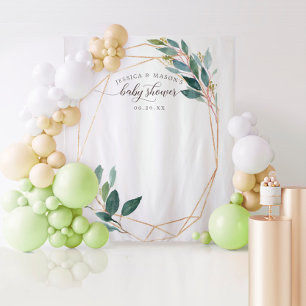 Tenture Fond de cabine photo pour Baby Shower Greenery Gol