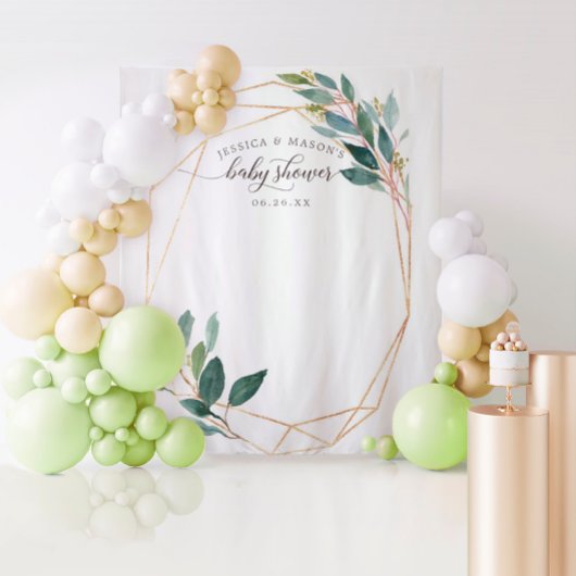 Tenture Fond de cabine photo pour Baby Shower Greenery Gol