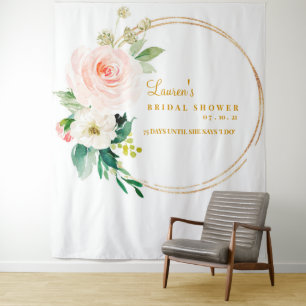 Tenture Fond de cabine photo pour mariage rose et or