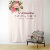 Tenture Fond de cabine photo quinceañera fleurs roses (En situation)