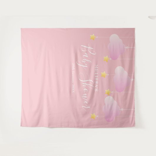 Tenture Fond de cabine photo rose pour Baby Shower (Devant (Horizontal))